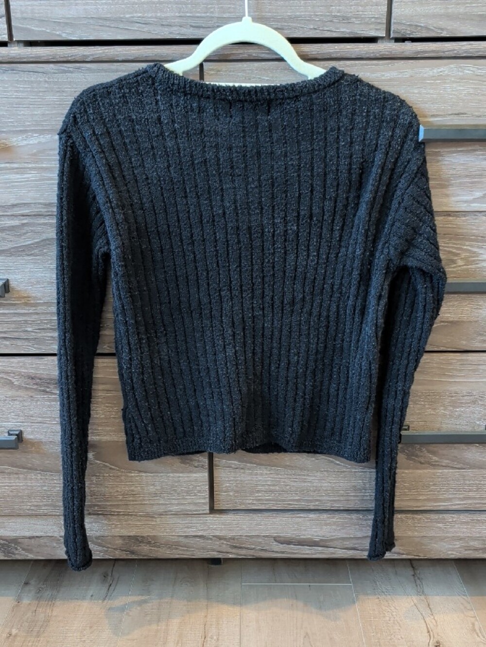 Universal Thread Black Ribbed Button-Up Cardigan Sweater - Picture 3 of 3